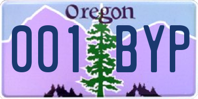 OR license plate 001BYP