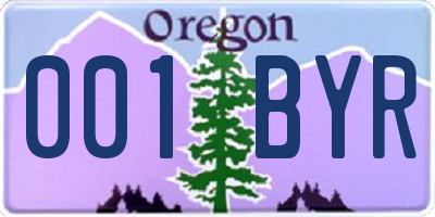 OR license plate 001BYR