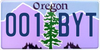 OR license plate 001BYT