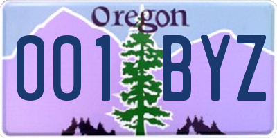 OR license plate 001BYZ