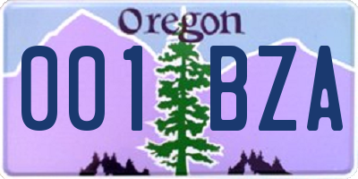 OR license plate 001BZA