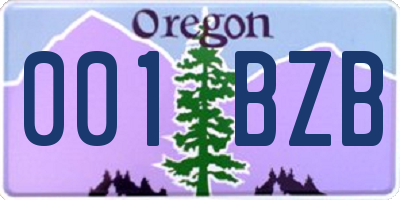 OR license plate 001BZB