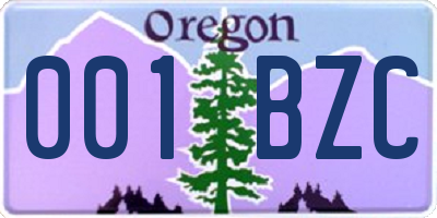 OR license plate 001BZC