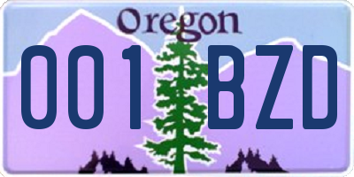 OR license plate 001BZD