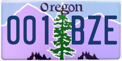 OR license plate 001BZE