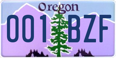 OR license plate 001BZF
