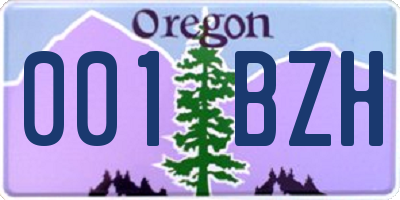 OR license plate 001BZH