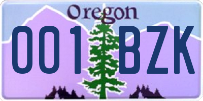 OR license plate 001BZK