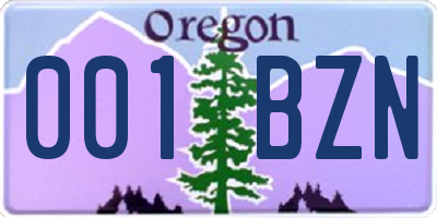 OR license plate 001BZN
