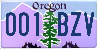 OR license plate 001BZV