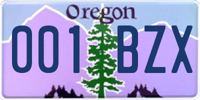 OR license plate 001BZX