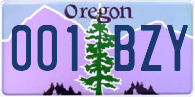 OR license plate 001BZY