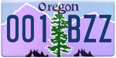 OR license plate 001BZZ