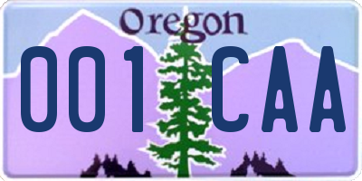 OR license plate 001CAA