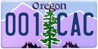 OR license plate 001CAC