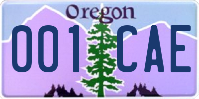 OR license plate 001CAE