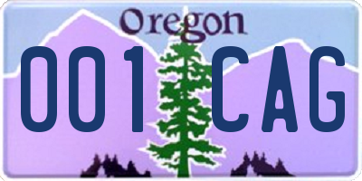 OR license plate 001CAG