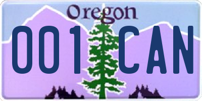 OR license plate 001CAN