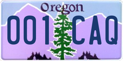 OR license plate 001CAQ