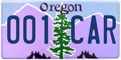 OR license plate 001CAR