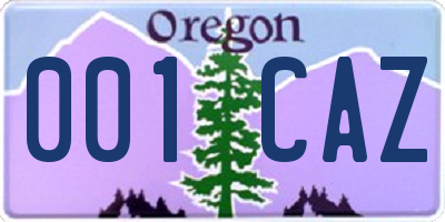 OR license plate 001CAZ