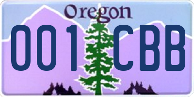OR license plate 001CBB