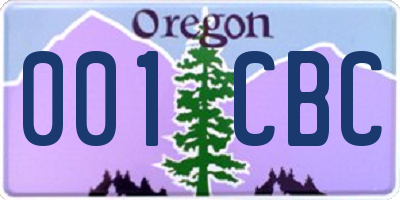 OR license plate 001CBC