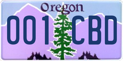 OR license plate 001CBD