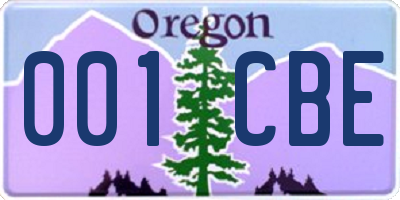 OR license plate 001CBE