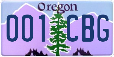 OR license plate 001CBG