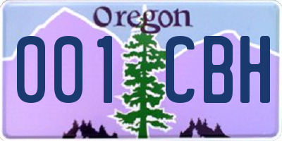 OR license plate 001CBH