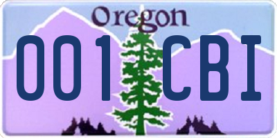 OR license plate 001CBI