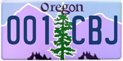 OR license plate 001CBJ