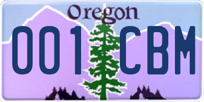 OR license plate 001CBM