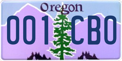 OR license plate 001CBO