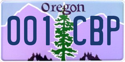 OR license plate 001CBP
