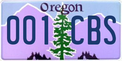 OR license plate 001CBS