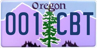 OR license plate 001CBT