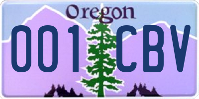 OR license plate 001CBV