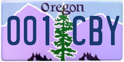 OR license plate 001CBY