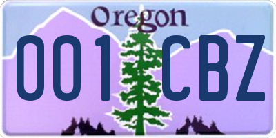 OR license plate 001CBZ