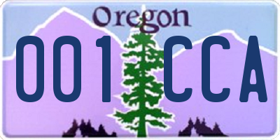 OR license plate 001CCA