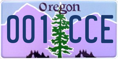 OR license plate 001CCE