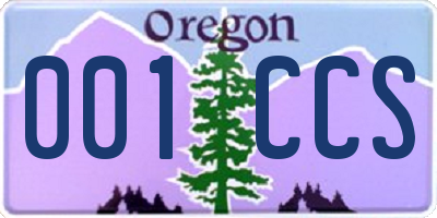 OR license plate 001CCS