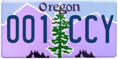 OR license plate 001CCY