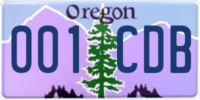 OR license plate 001CDB