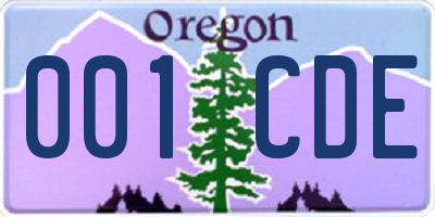 OR license plate 001CDE