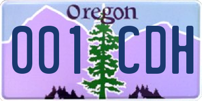 OR license plate 001CDH