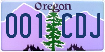 OR license plate 001CDJ