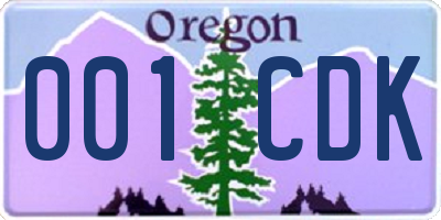 OR license plate 001CDK